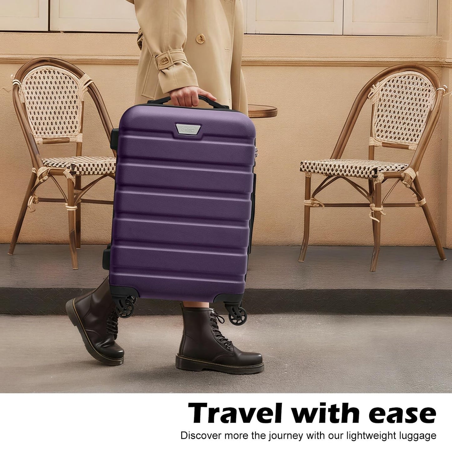 Lightweight Hardshell Luggage Set, 3-Piece Spinner Suitcase, TSA Lock, Purple 205
