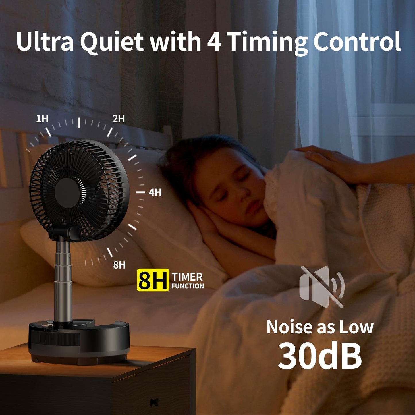 20000mAh Rechargeable Portable Fan   Foldable, 8 Speed, 112H Battery Life, Remot4