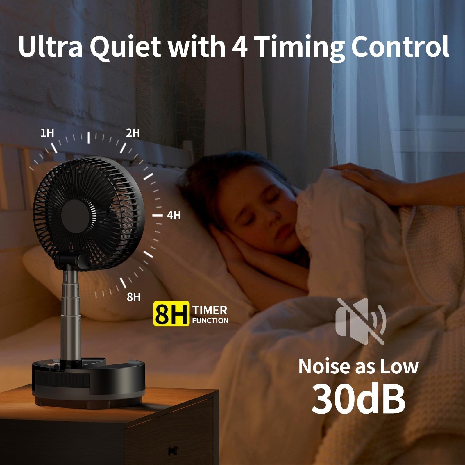 20000mAh Rechargeable Portable Fan   Foldable, 8 Speed, 112H Battery Life, Remot4