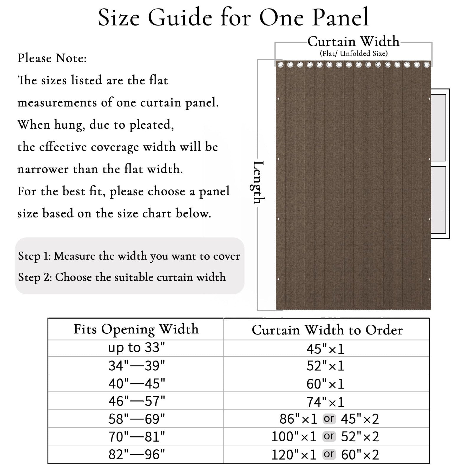 Accordion Door Curtains for Doorways, Fabric Privacy Curtain Panel W100 x L84, B2