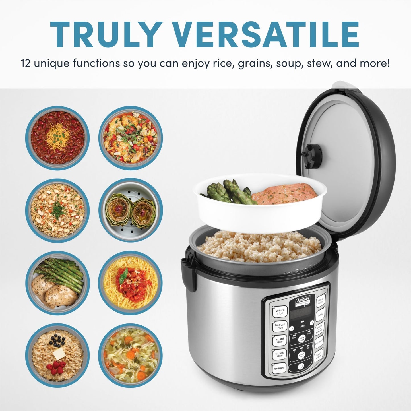 20-Cup Digital Rice Cooker & Food Steamer - Stainless Steel, Nonstick Pot, Slow3