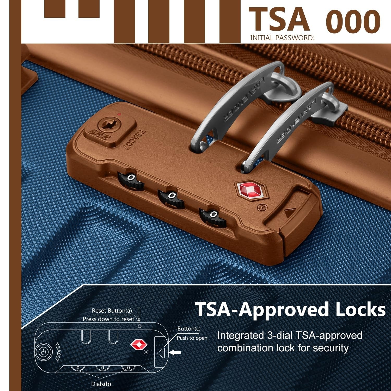 Expandable 6-Piece Luggage Set with Wheels, TSA-Approved, Lightweight Hardshell,3