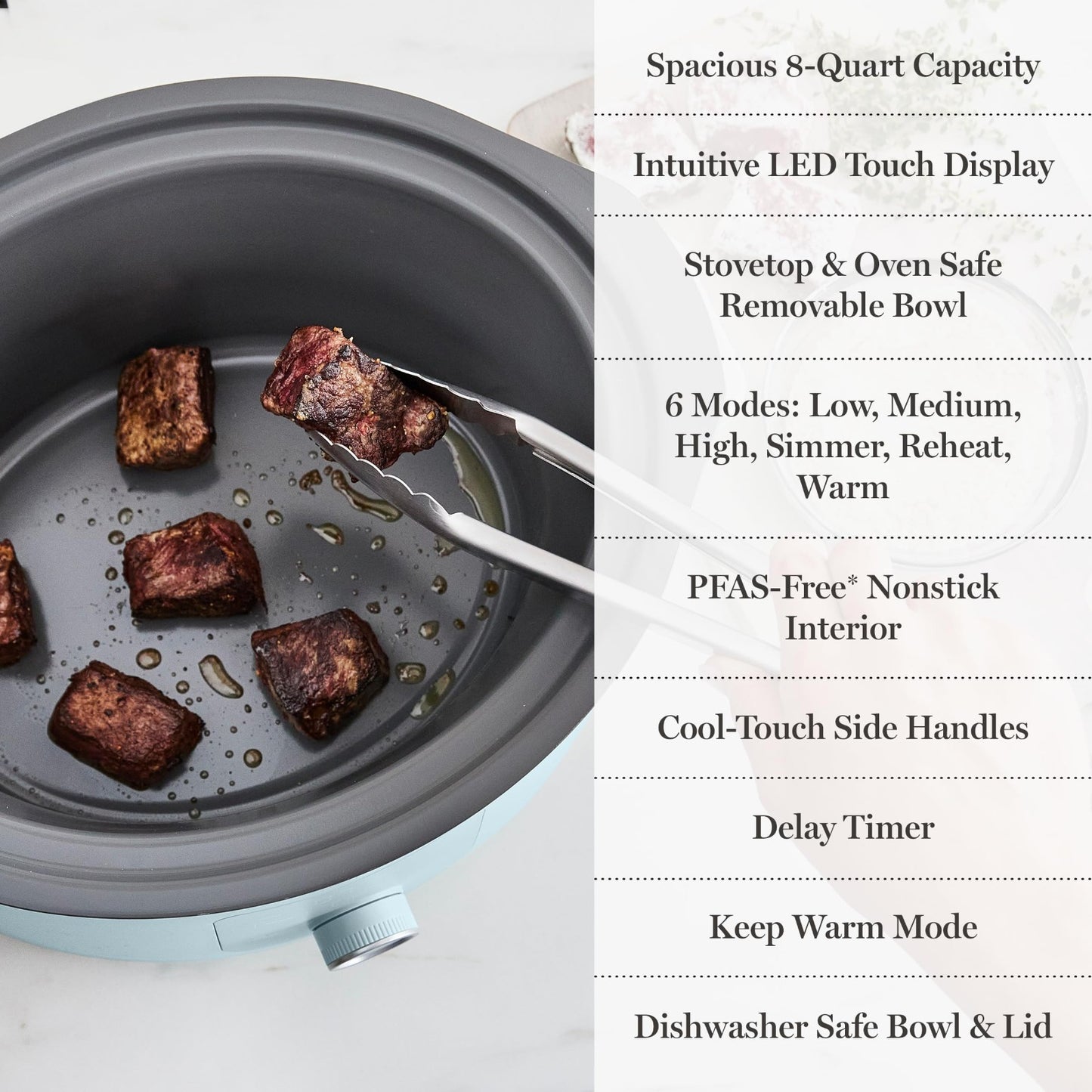 Programmable 8 QT Slow Cooker with Timer, 3 Heat Settings, Nonstick Ceramic Croc8