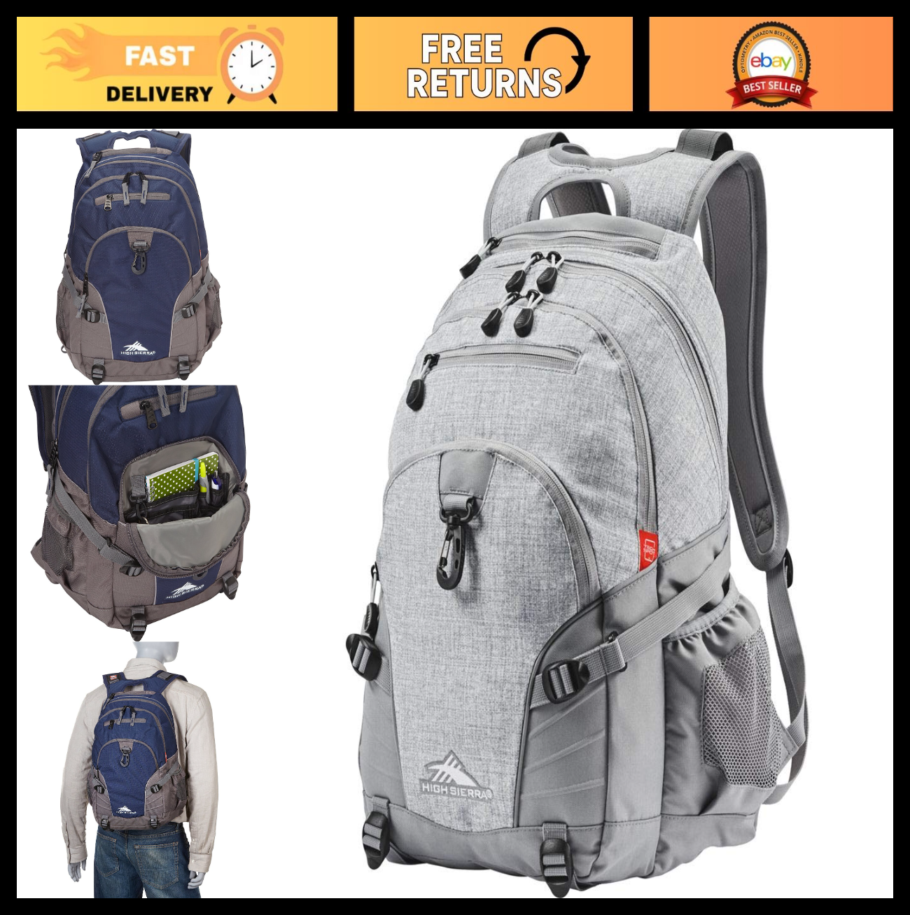 Versatile Travel & Work Backpack with Tablet Sleeve   Silver Heather, One Size0