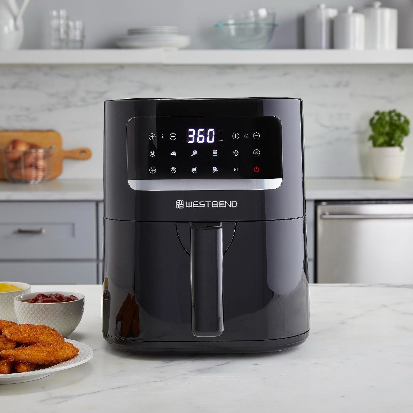 Compact 5 Quart Air Fryer with Digital Controls, LCD Display, 10 Presets, Nonsti2