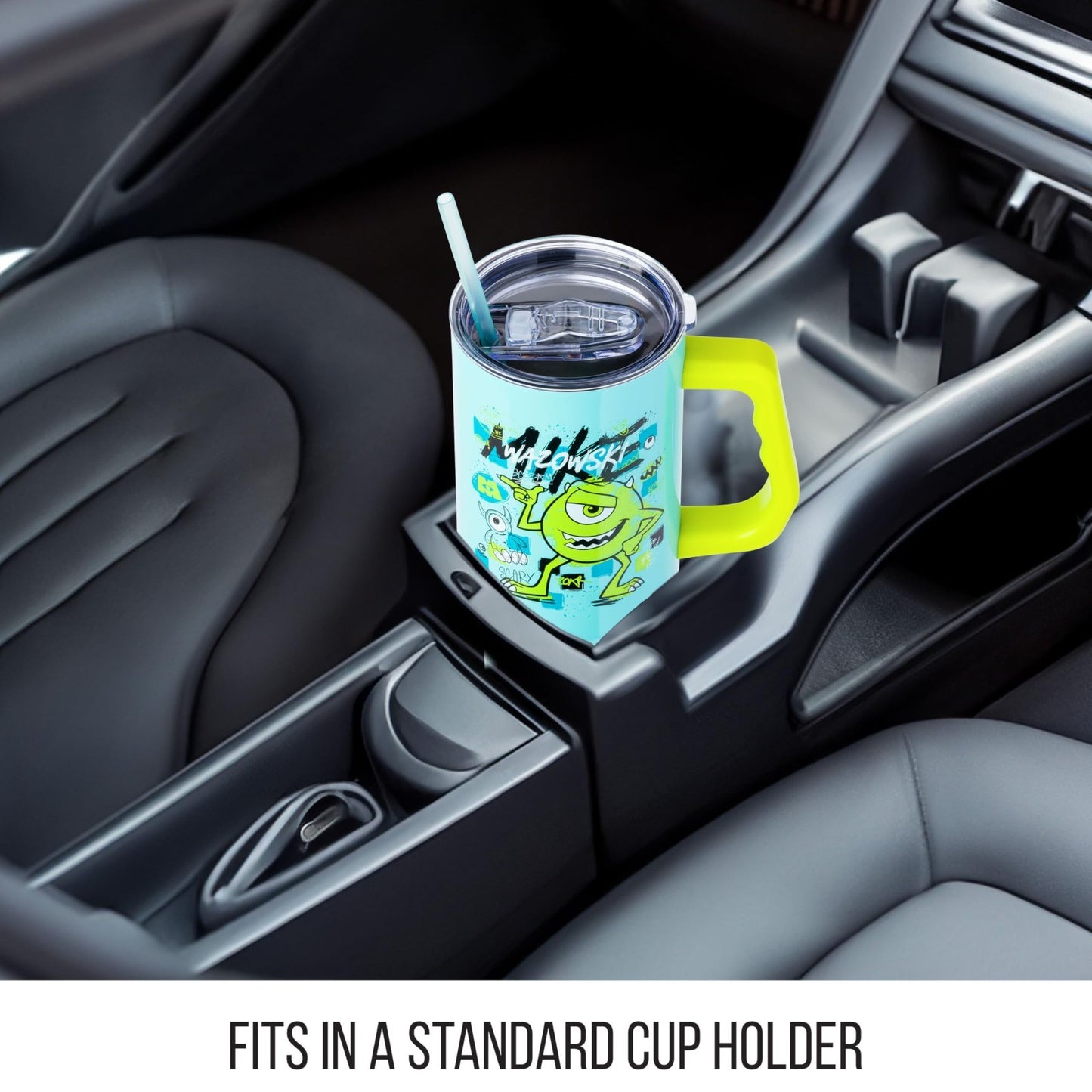 40oz Double Walled Stainless Steel Tumbler with Handle   Mike Wazowski Design, F6