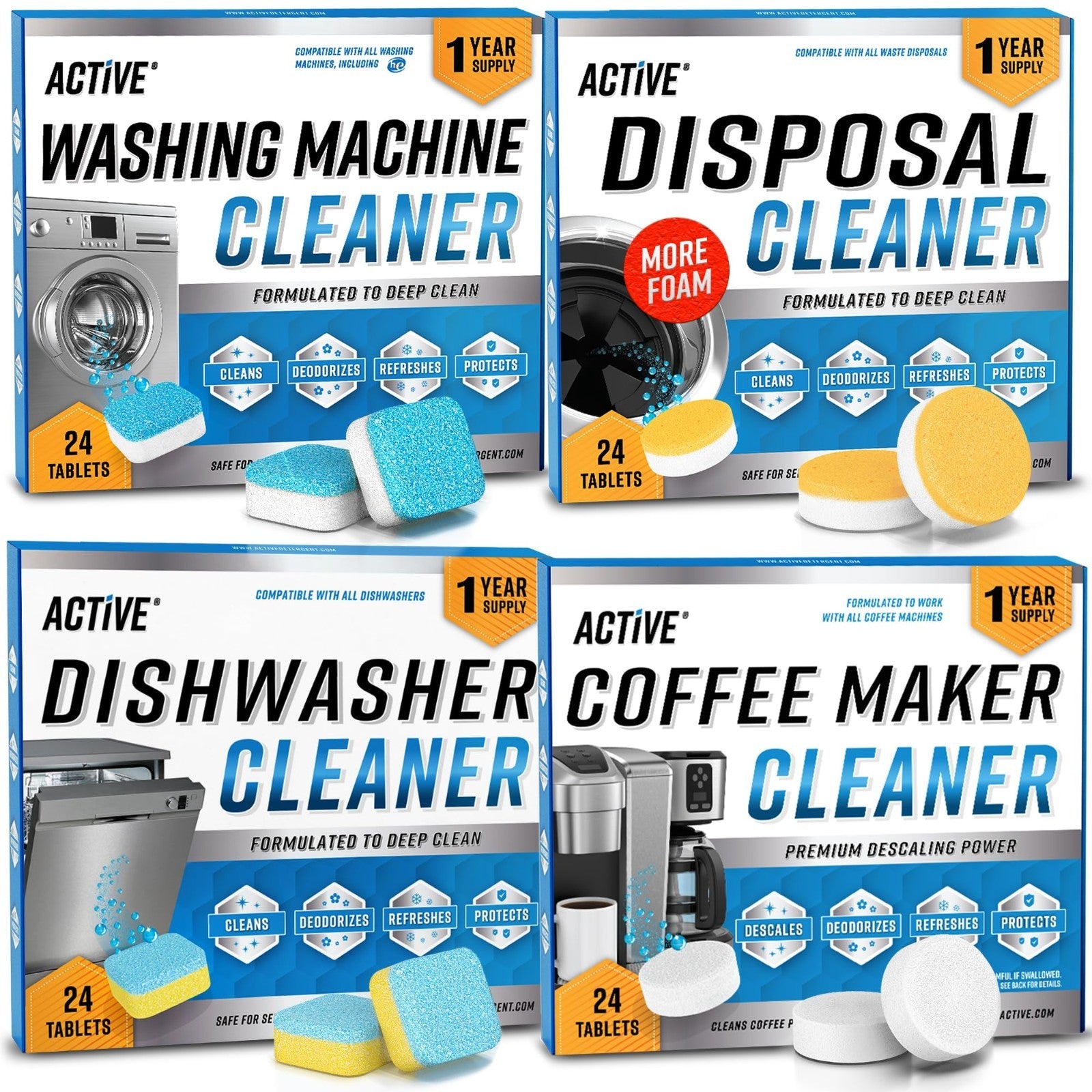 96 Cleaning Tablets for Washer, Dishwasher, Disposal & Coffee Maker   Deep Clean1