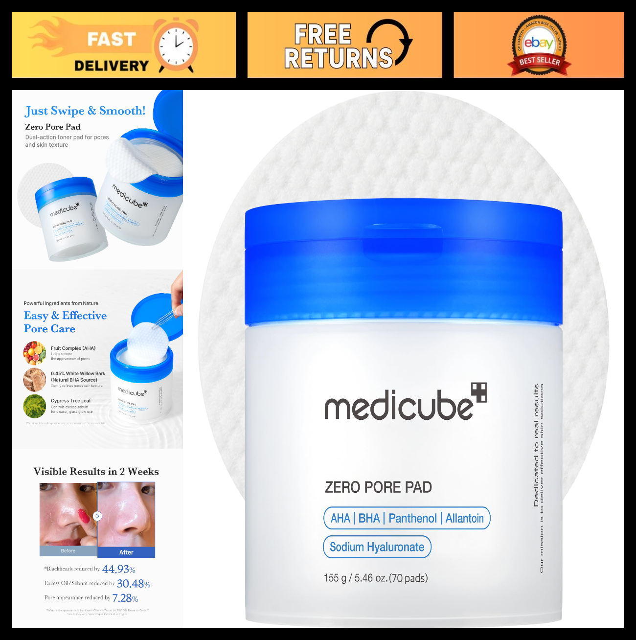 Exfoliating Toner Pads for Pore Care   Zero Pore Pad 2.0, Skin Renewal & Clarity0