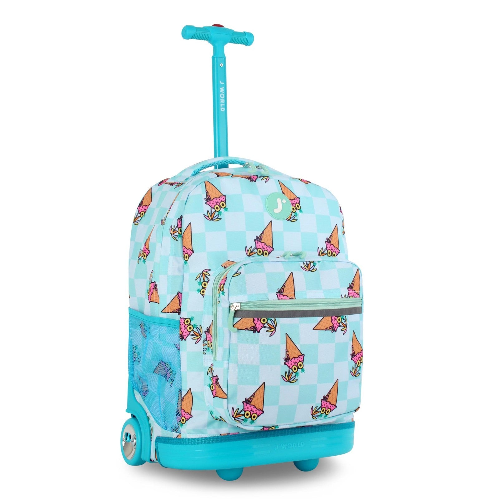 Kids Rolling Backpack with Wheels, 18x13x9, Ice Cone Design, School Bookbag for1