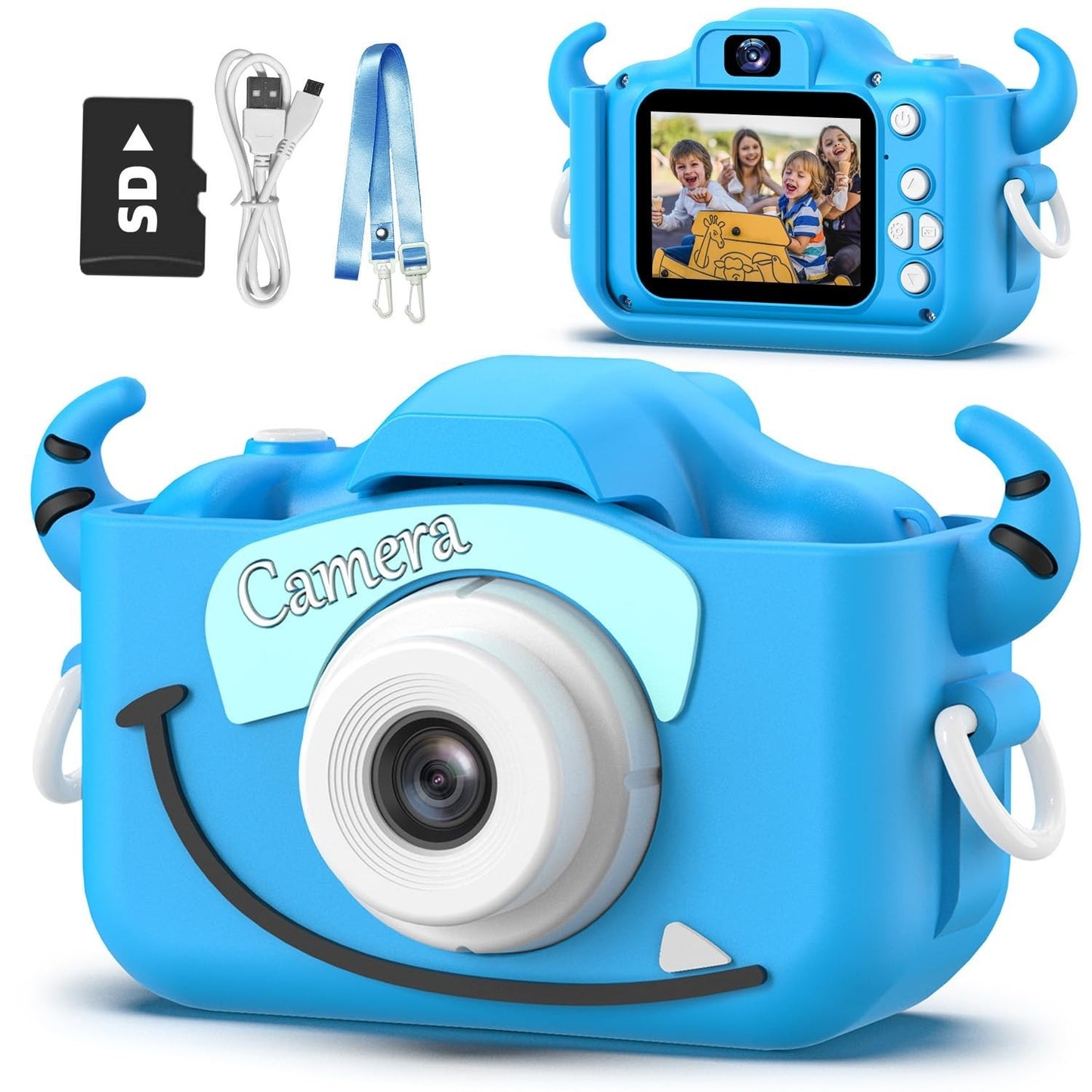 Kids Digital Camera for 3 8 Year Olds, Cartoon Soft Cover, Fun Video Camcorder G1