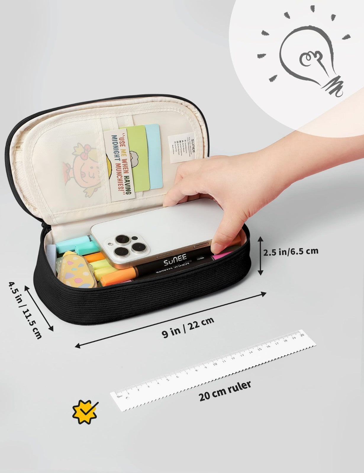 Cute Large Pencil Case, Soft Corduroy Zipper Pouch, Kawaii School Supplies Organ4