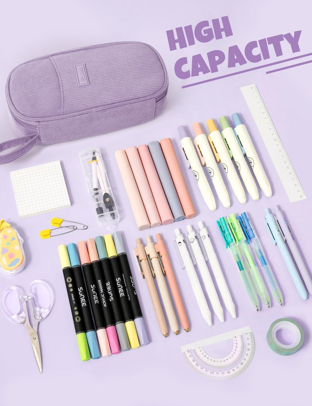 Cute Large Pencil Case   Soft Corduroy Zipper Pouch, Kawaii Pen Bag, School Supp3