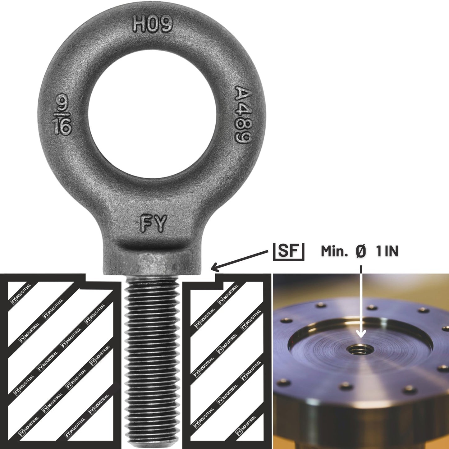 Heavy-Duty Lifting Shoulder Eye Bolt 9/16"-12 X 1-5/8" - Strong & Durable Hardwa3