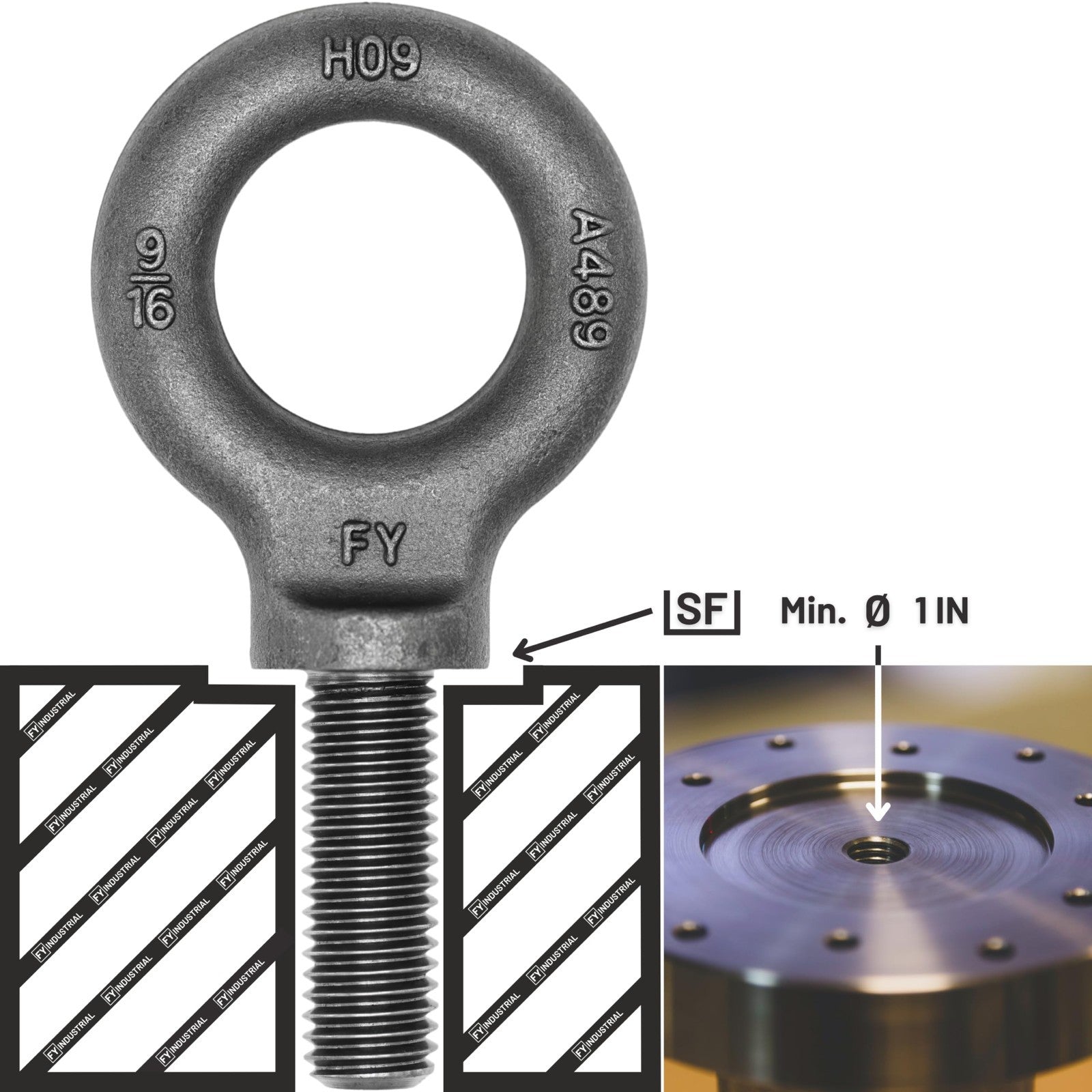 Heavy-Duty Lifting Shoulder Eye Bolt 9/16"-12 X 1-5/8" - Strong & Durable Hardwa3