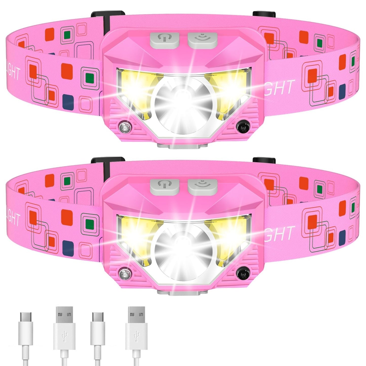 High Lumen LED Rechargeable Headlamp Flashlight 2 Pack, Waterproof Motion Sensor1
