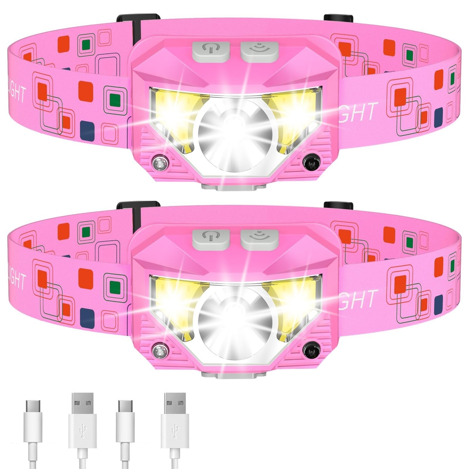 High Lumen LED Rechargeable Headlamp Flashlight 2 Pack, Waterproof Motion Sensor1