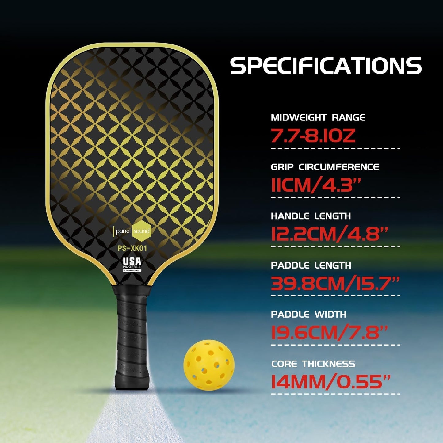 USAPA Approved Pickleball Paddle Set - 2 or 4 Rackets, Fiberglass, 4 Balls & Cas4