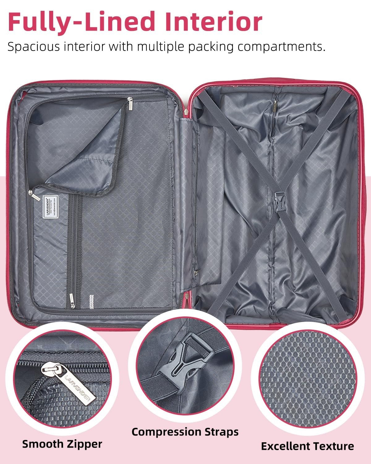 Expandable 6-Piece Luggage Set - Lightweight Hardshell Suitcases with TSA Lock,8