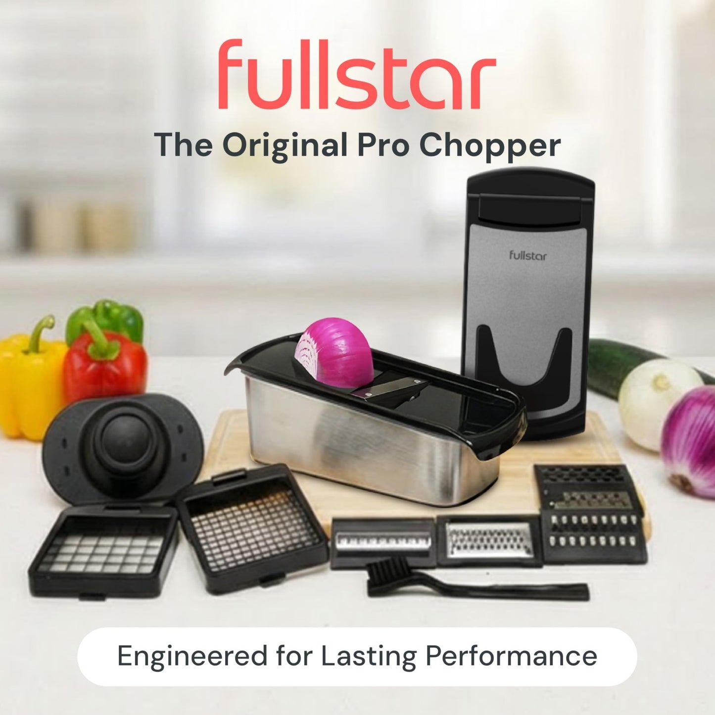8 in 1 Vegetable Chopper & Mandoline Slicer | Sharp Stainless Steel Blades, Onio1