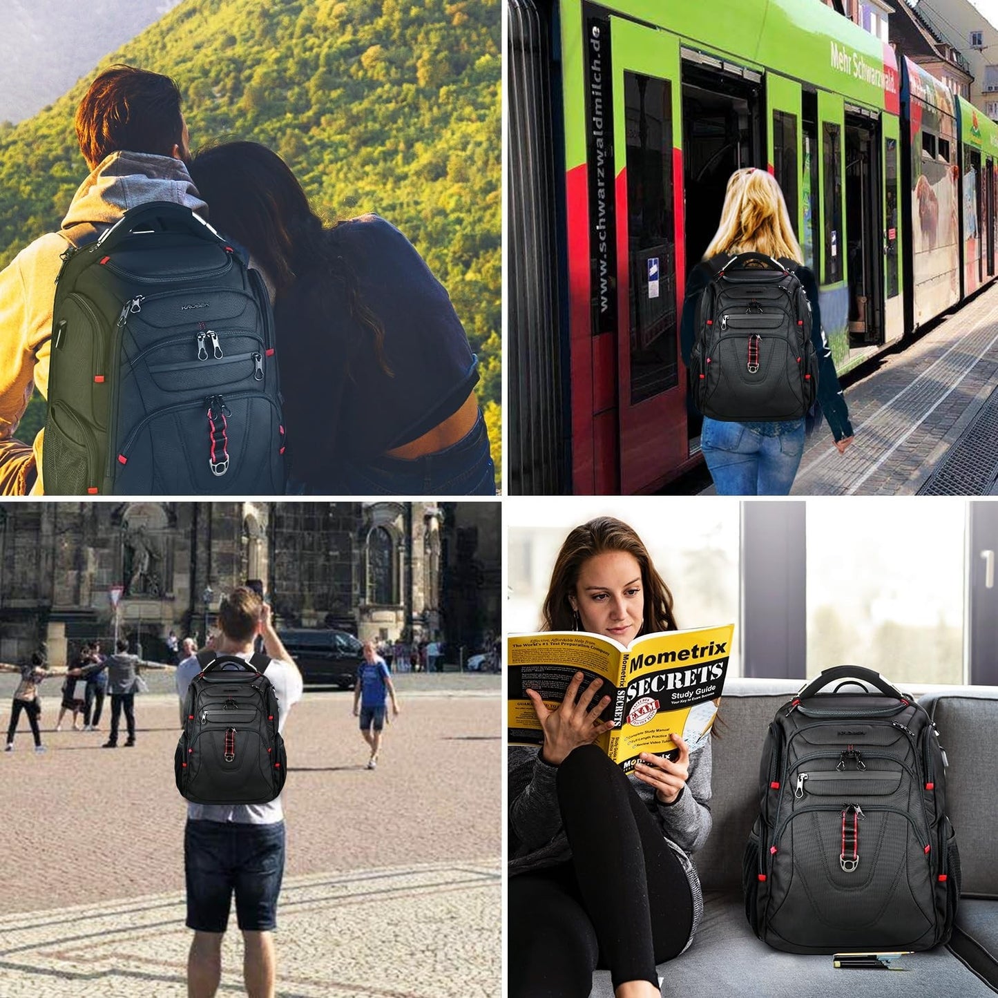 17.3" TSA Friendly Travel Laptop Backpack, Water Repellent, RFID Pockets, USB Po5