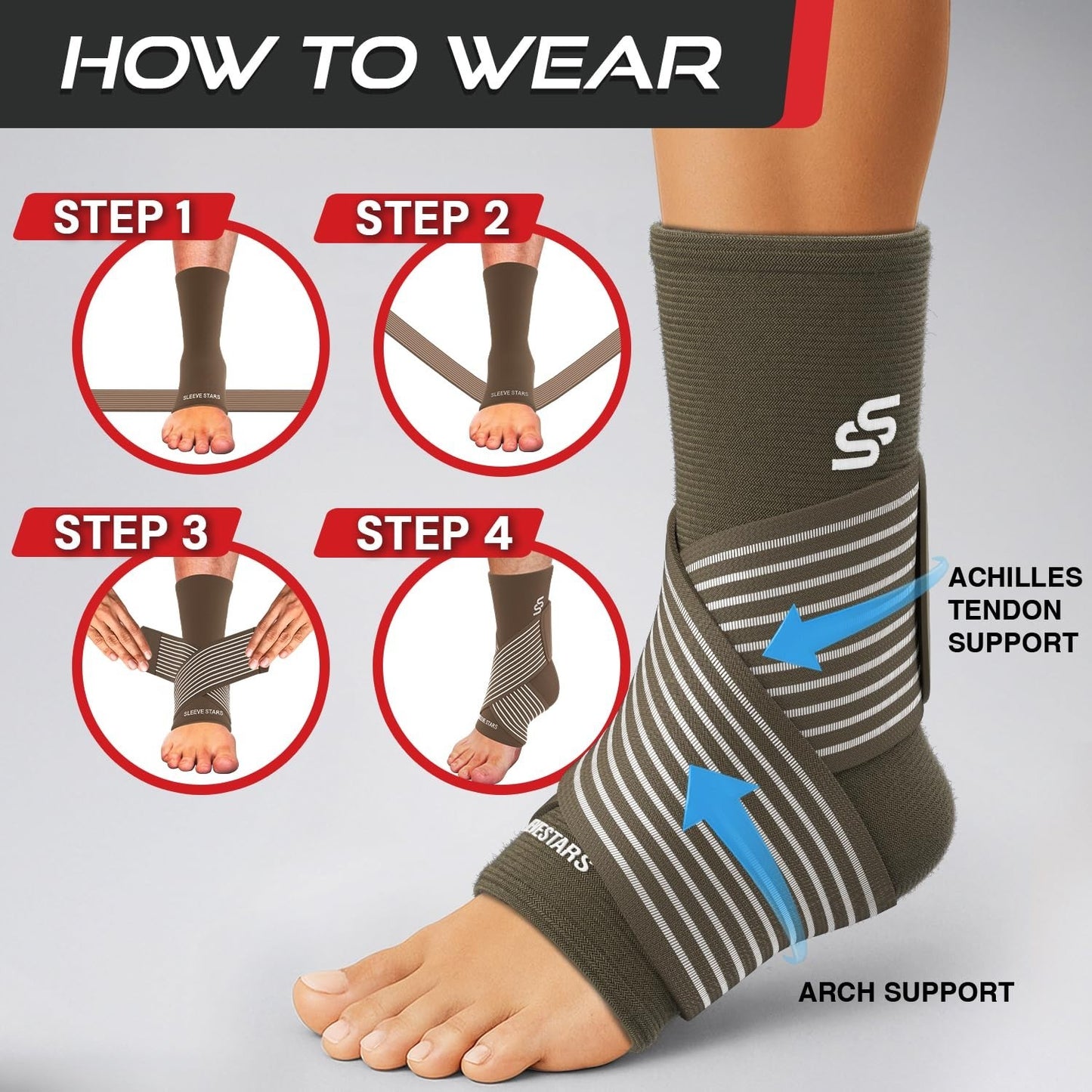 Ankle Brace Compression Sleeve for Sprains & Plantar Fasciitis Relief, Adjustabl6