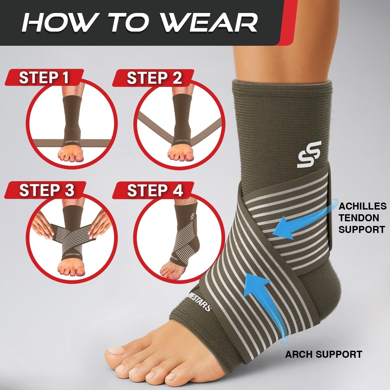 Ankle Brace Compression Sleeve for Sprains & Plantar Fasciitis Relief, Adjustabl6