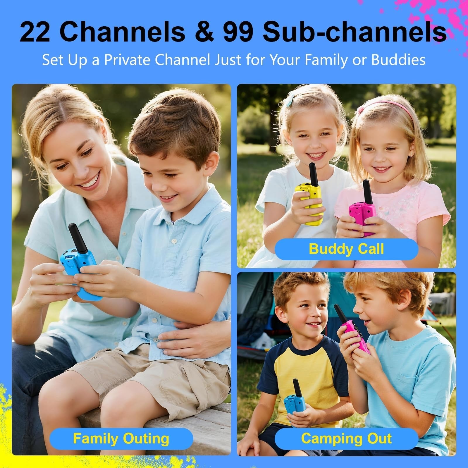 Kids Walkie Talkies   Long Range 3 Miles, Outdoor Toys for Ages 3 12, Perfect Gi6