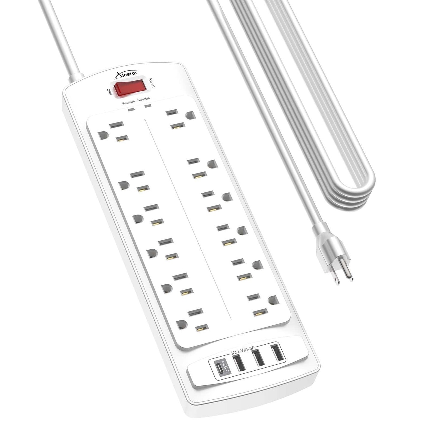 Surge Protector Power Strip with 12 Outlets, 4 USB Ports, 20ft Cord, 2700J ETL1