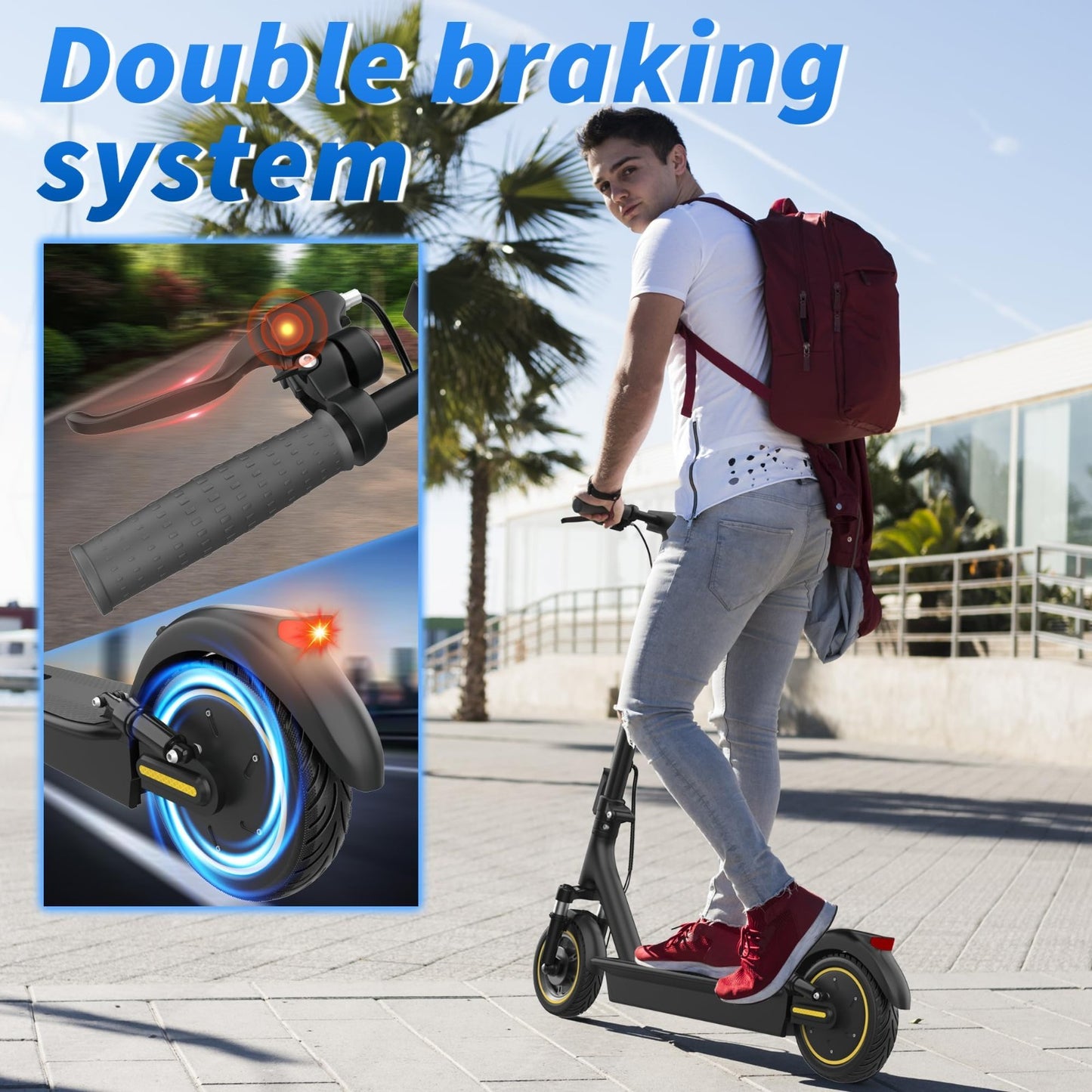 Powerful Electric Scooter 350W/500W Motor, 19MPH Speed, 21-28 Miles Range, Foldi6