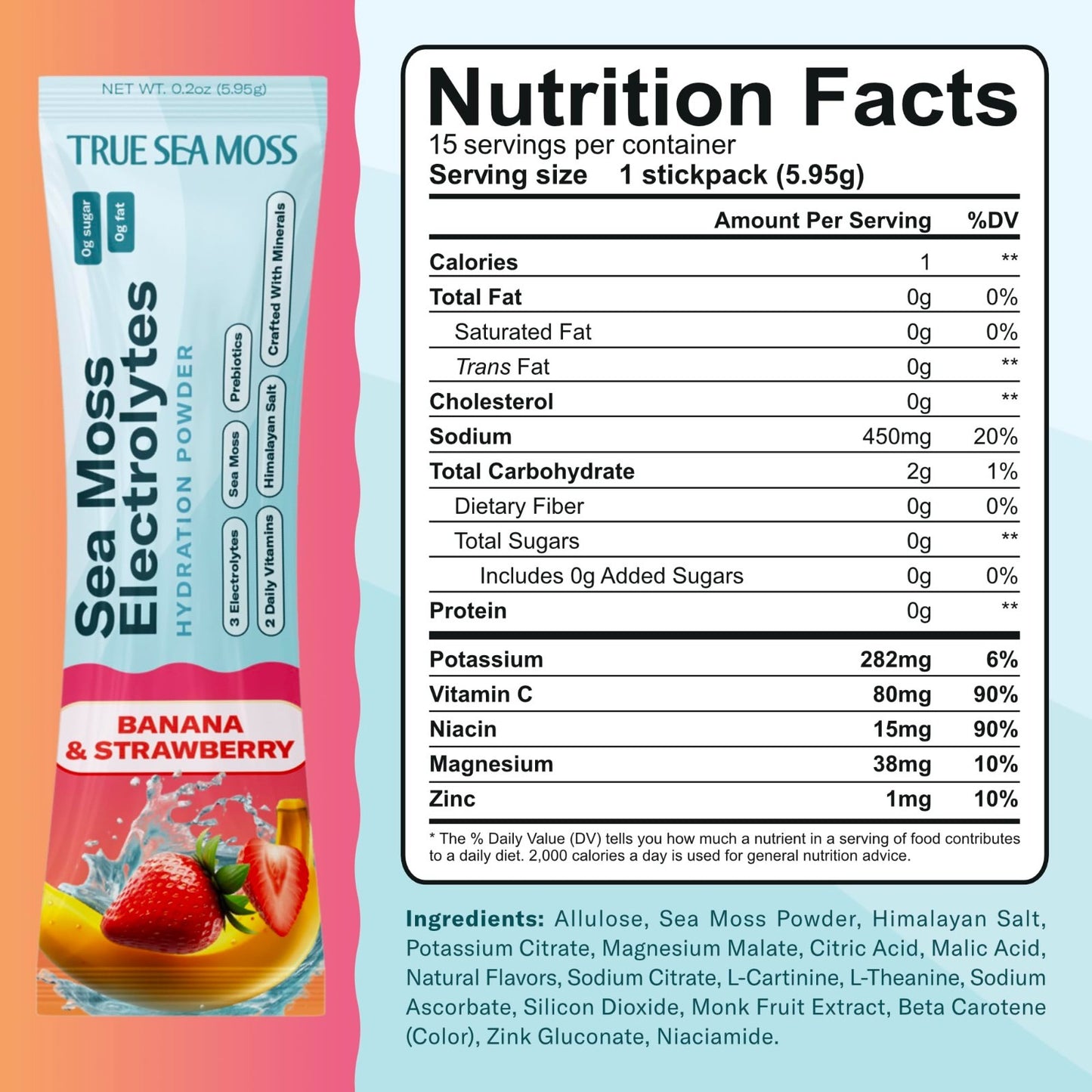 Electrolyte Powder Packets - 15 Stickpacks - Hydration with Sea Moss & Potassium2