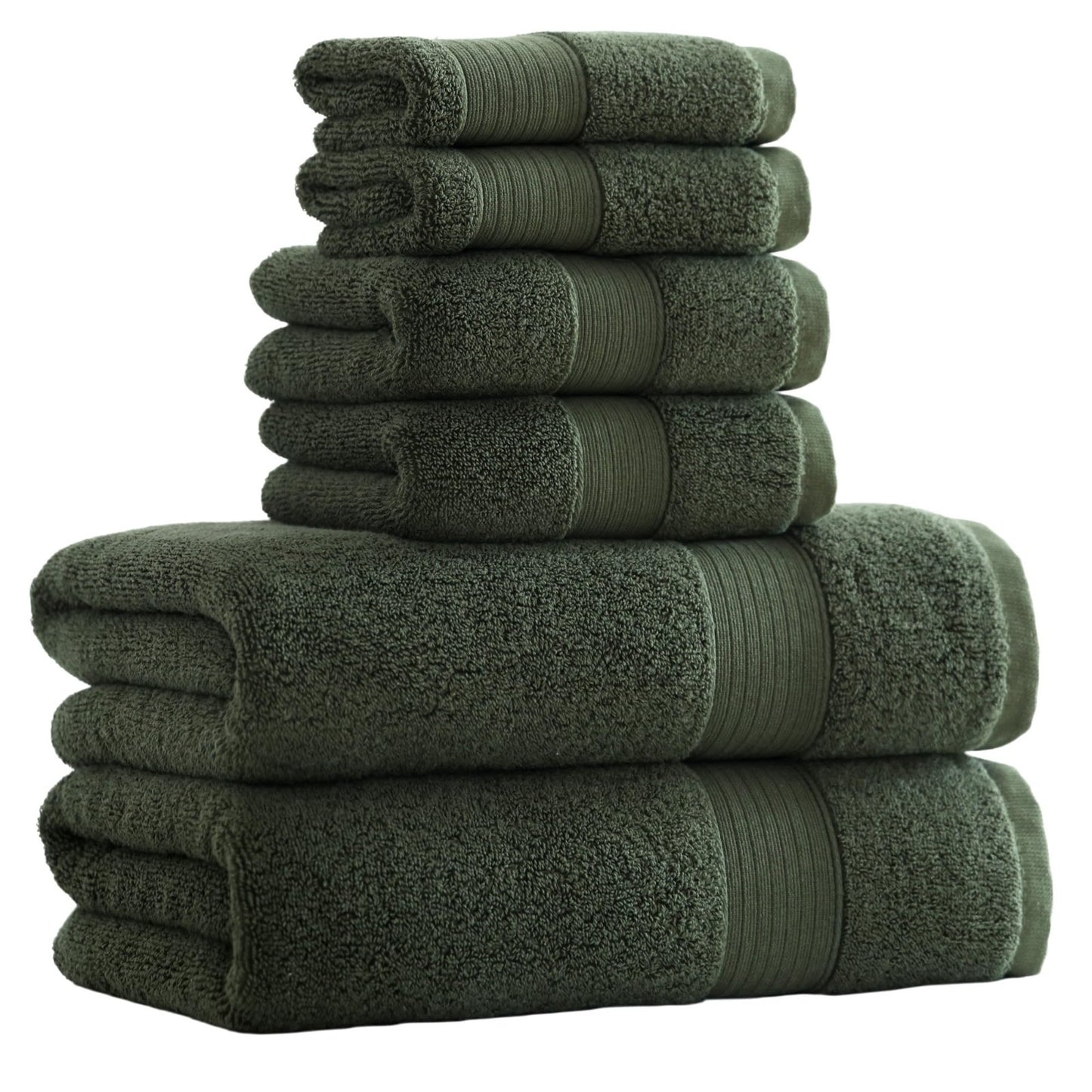 Luxury 100% Cotton Bath Towels Set, 650GSM Super Soft & Absorbent, Olive Green,1