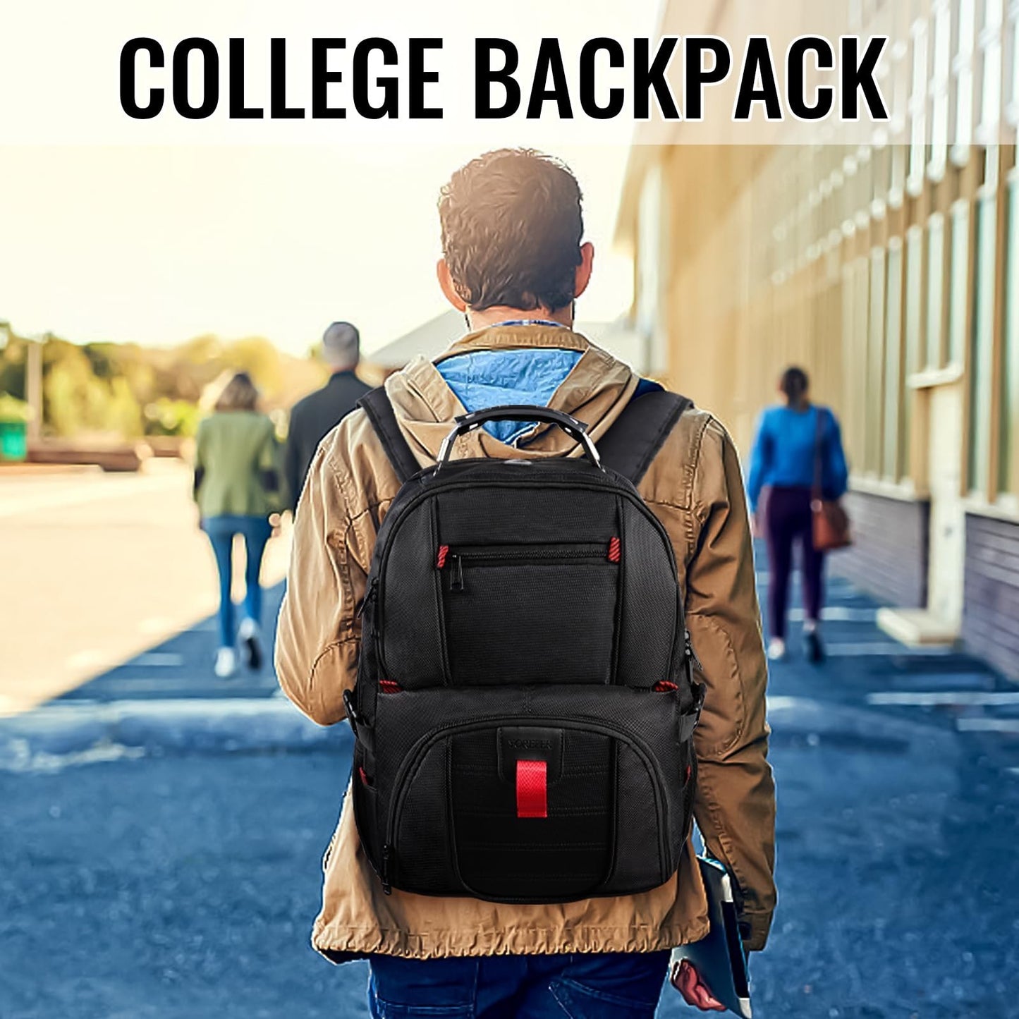 Large Laptop Backpack for Men, Heavy Duty Travel Bag, Waterproof, Multi Compartm2