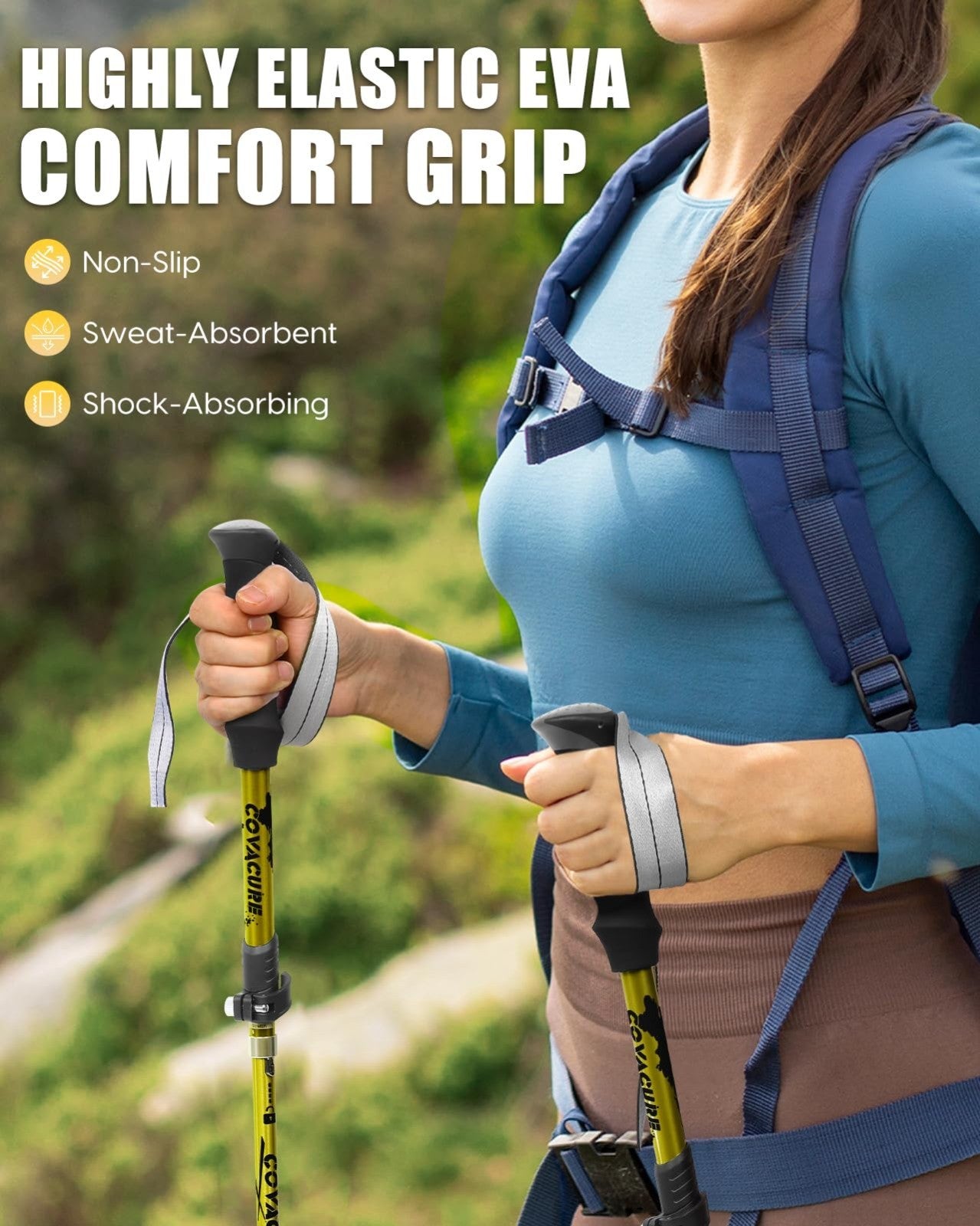 Collapsible Trekking Poles - Lightweight Aluminum Walking Sticks for Hiking, Cam3