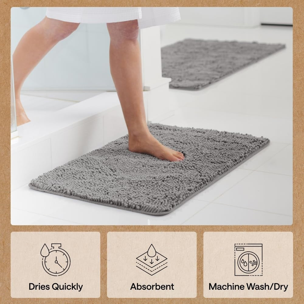 Thick Soft Chenille Bath Rug Mat   Absorbent Microfiber, Quick Dry, Rubber Backi6