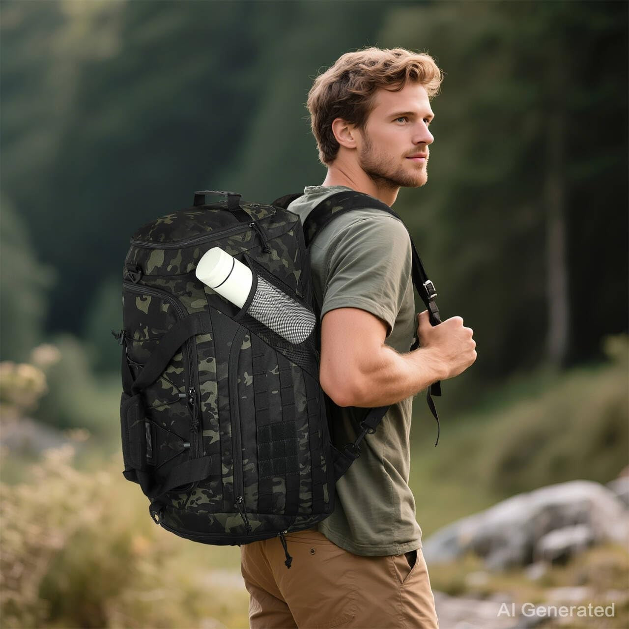 Multi Functional 45L Tactical Gym Duffle Backpack   Shoe Compartment, Wet Pocket2