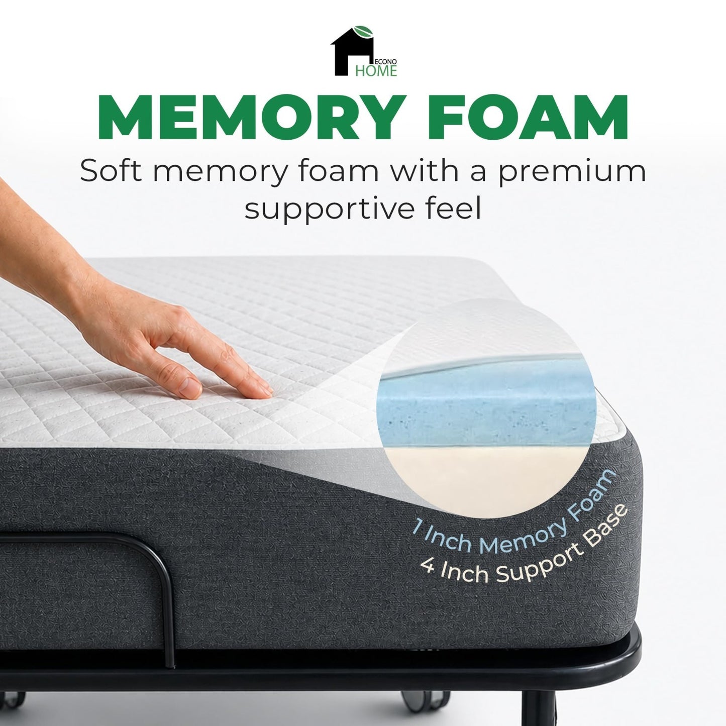 Portable Folding Bed with 5" Memory Foam Mattress   Twin Size Rollaway Guest Bed3