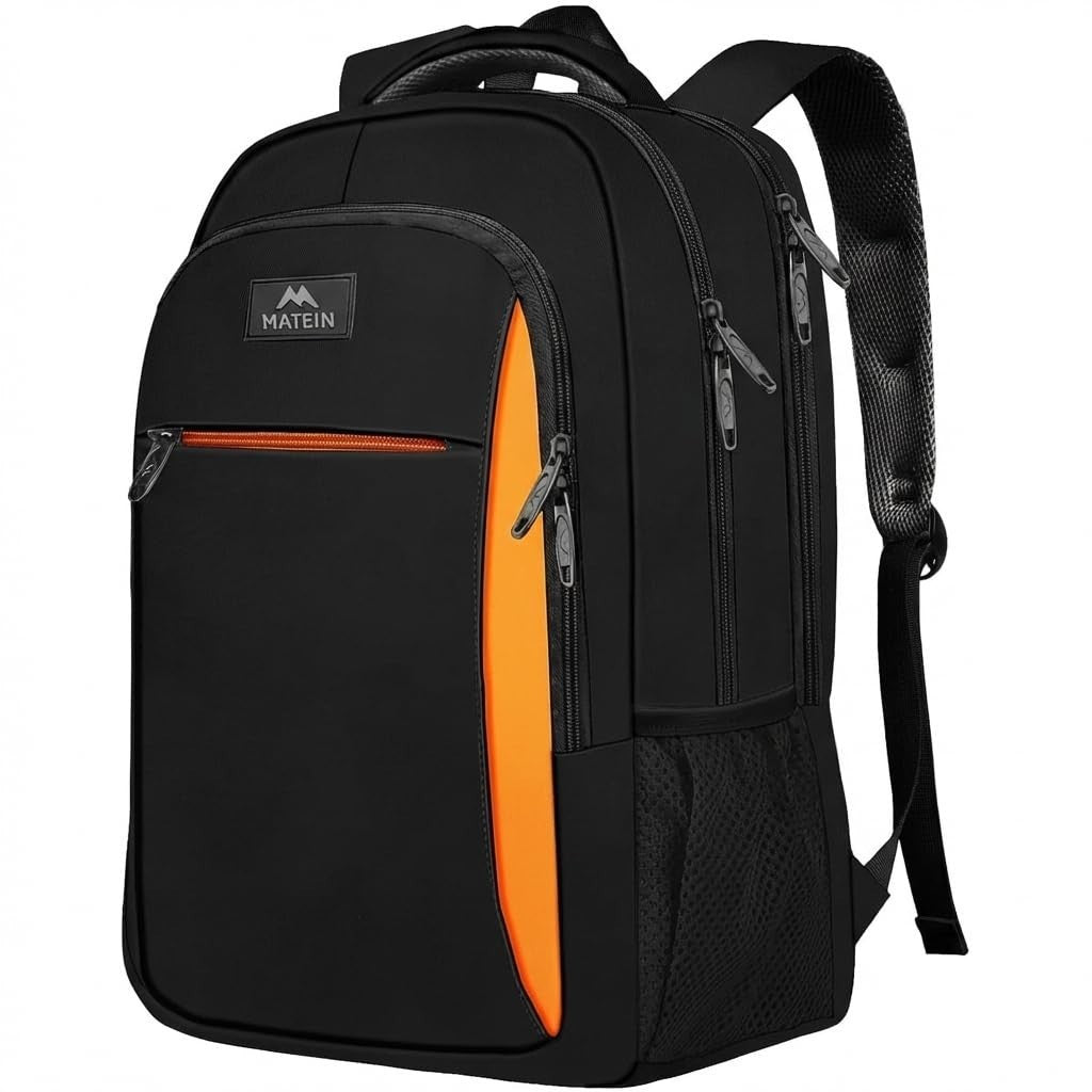 Orange Travel Backpack, Slim 15.6 Inch Laptop Bag, Durable College Rucksack1
