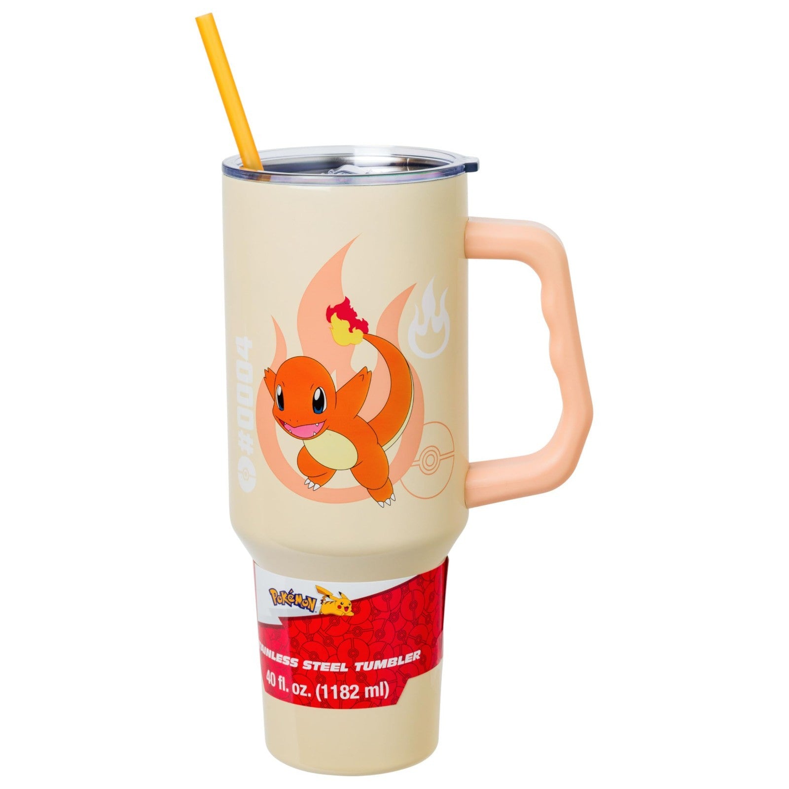 Charmander Stainless Steel Tumbler with Handle   40oz, Fits Standard Cup Holder1