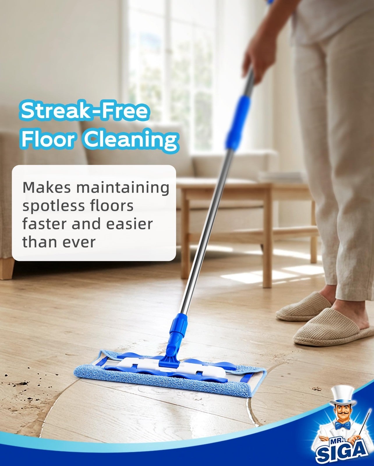 Professional Microfiber Mop for Hardwood & Laminate Floor Cleaning - Easy Use, S3