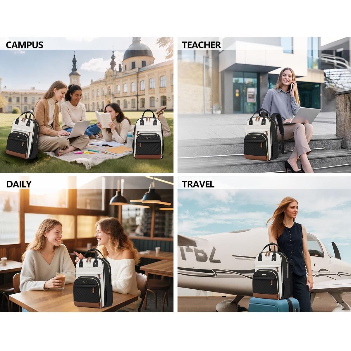 15.6" Laptop Backpack for Women   Waterproof USB Charging College Bag, Anti Thef6