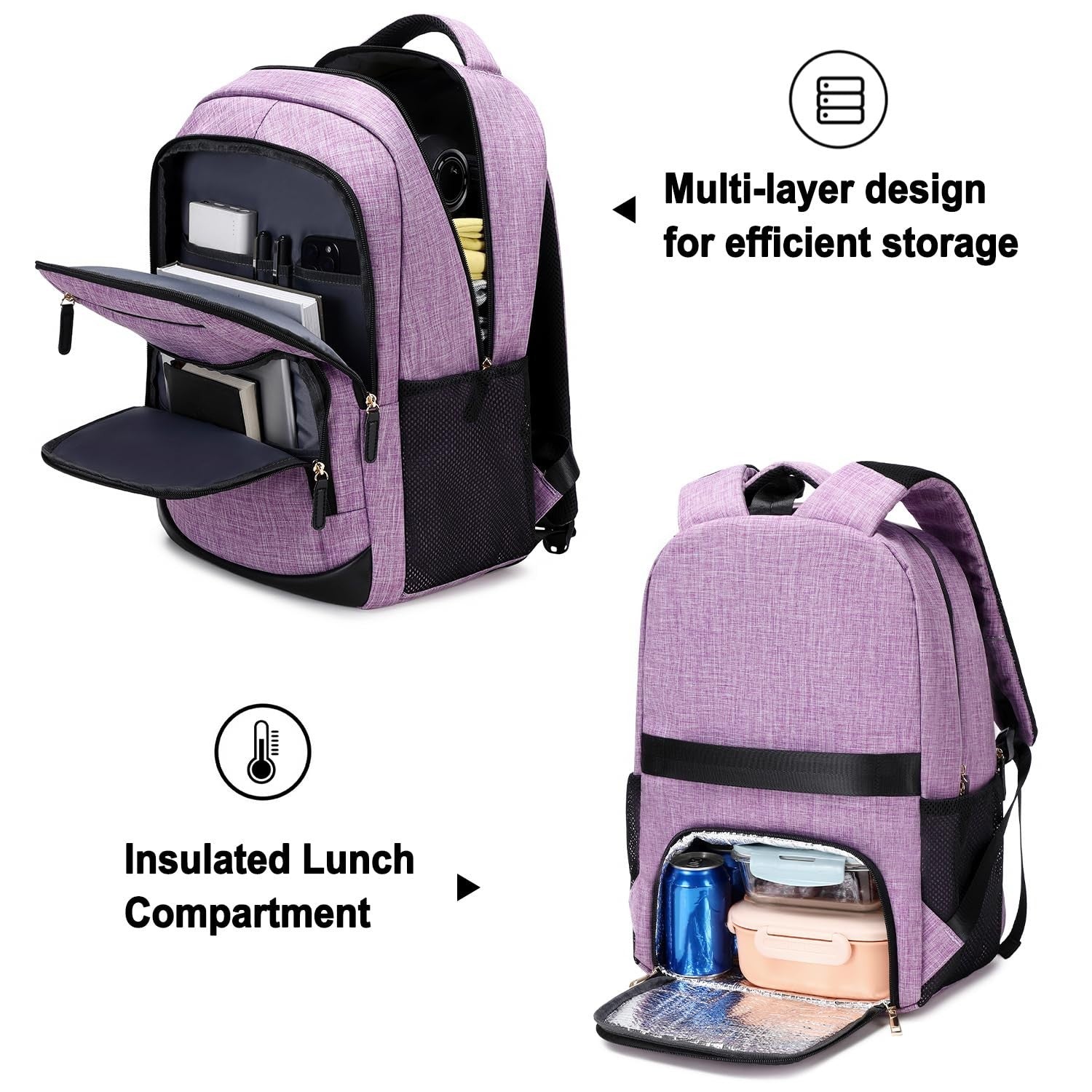 40L Travel Backpack for Men & Women, TSA Approved Carry-On, Fits 17" Laptop, Pur6