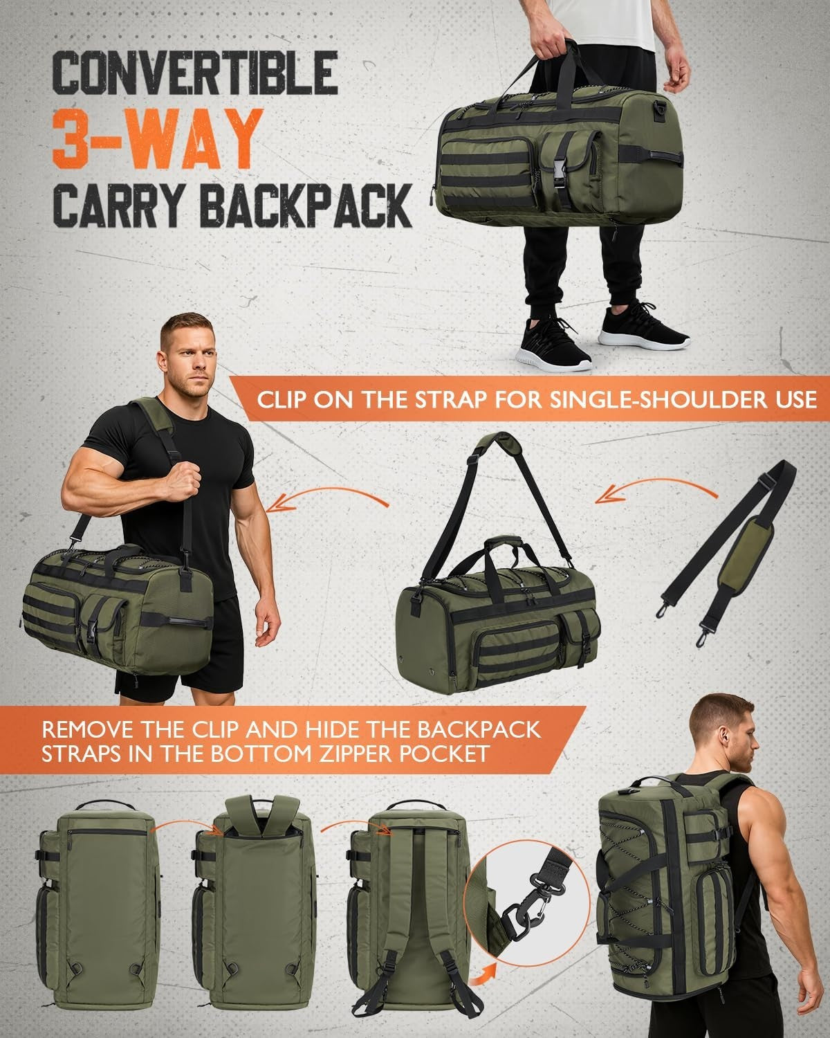 45L 3 in 1 Duffel Bag for Gym, Travel & Sports   Versatile, Lightweight & Durabl4