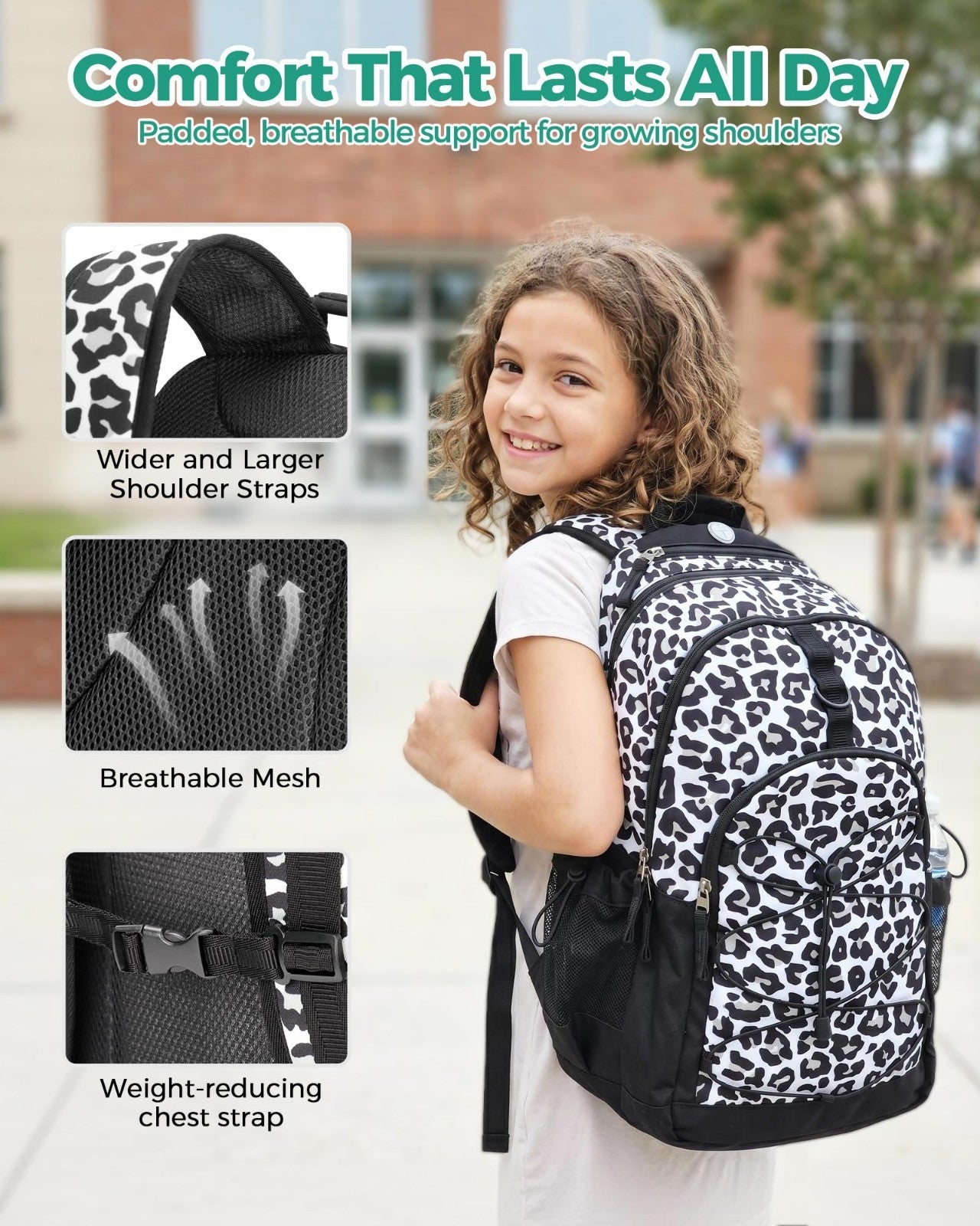 Large 18 Inch Travel Backpack for Teen Girls   Stylish School Bookbag, Blue3