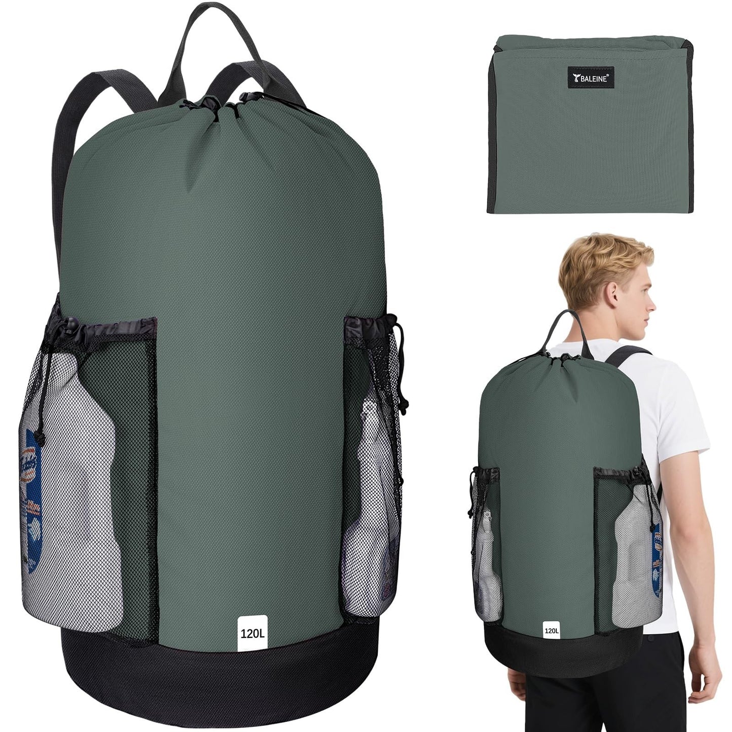 Large 120L Laundry Backpack Bag - Durable Oxford Fabric, Shoulder Straps & Mesh1