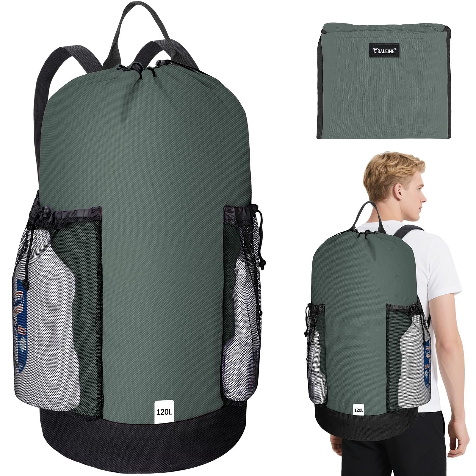 Large 120L Laundry Backpack Bag - Durable Oxford Fabric, Shoulder Straps & Mesh1