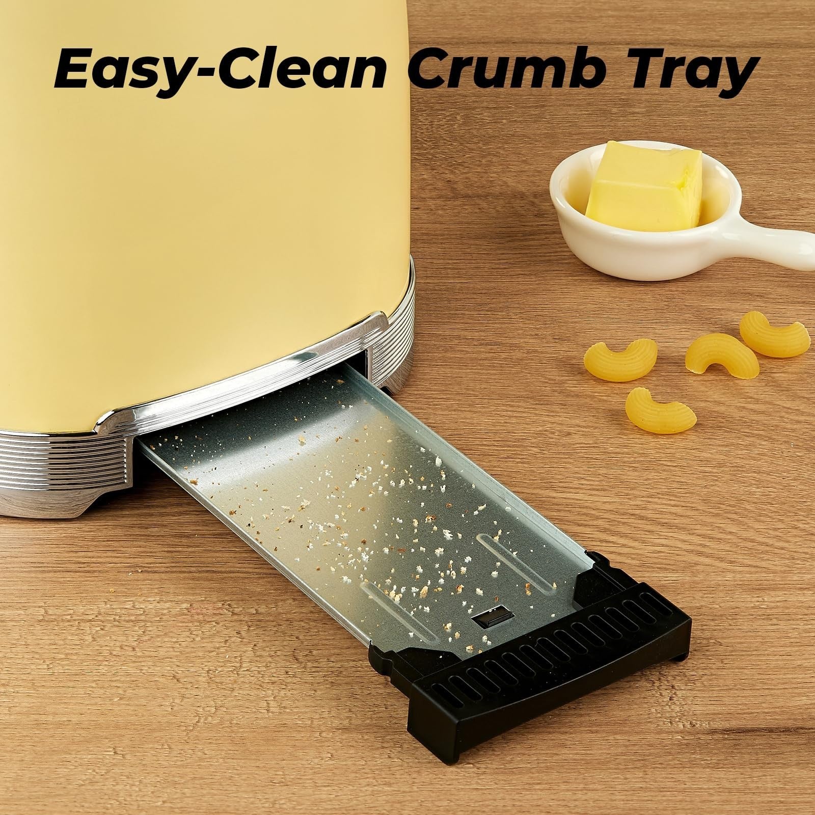 Retro 2 Slice Stainless Steel Toaster   Stylish Yellow Design, Fast Toasting4