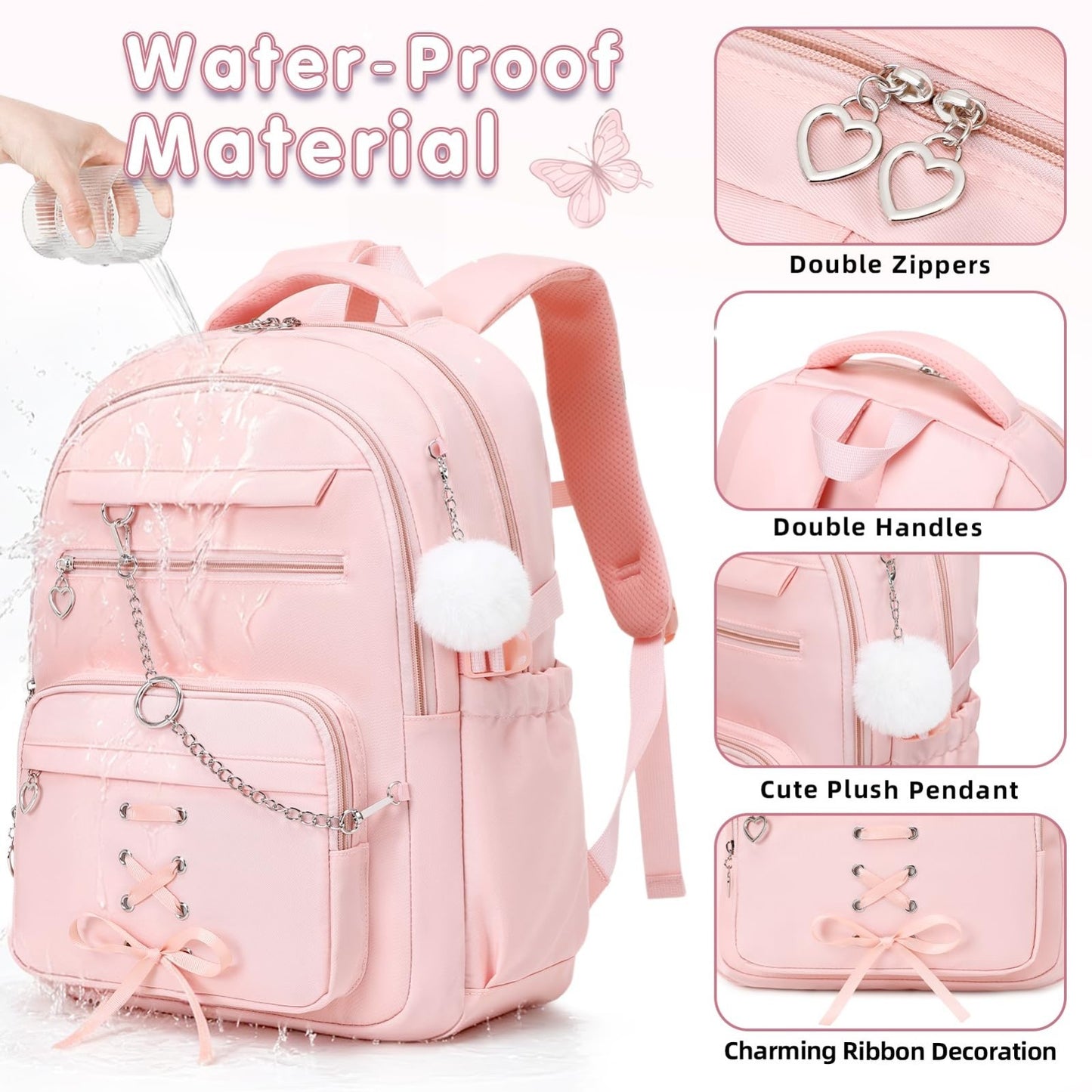 Girls Backpack Set with Lunch Box & Pencil Case   Stylish School Bag for Kids3