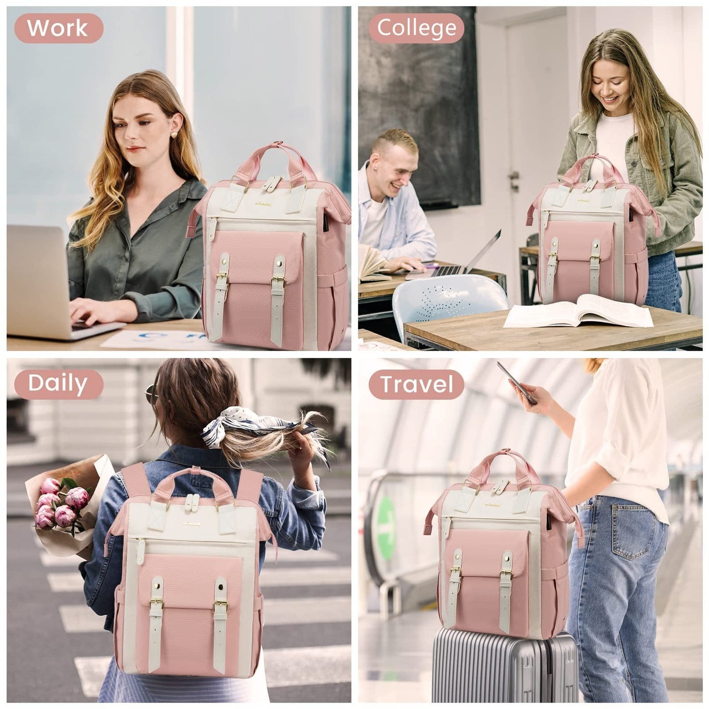 Stylish 15.6" Laptop Backpack for Women   Work, Travel, Teacher, Casual Daypack4