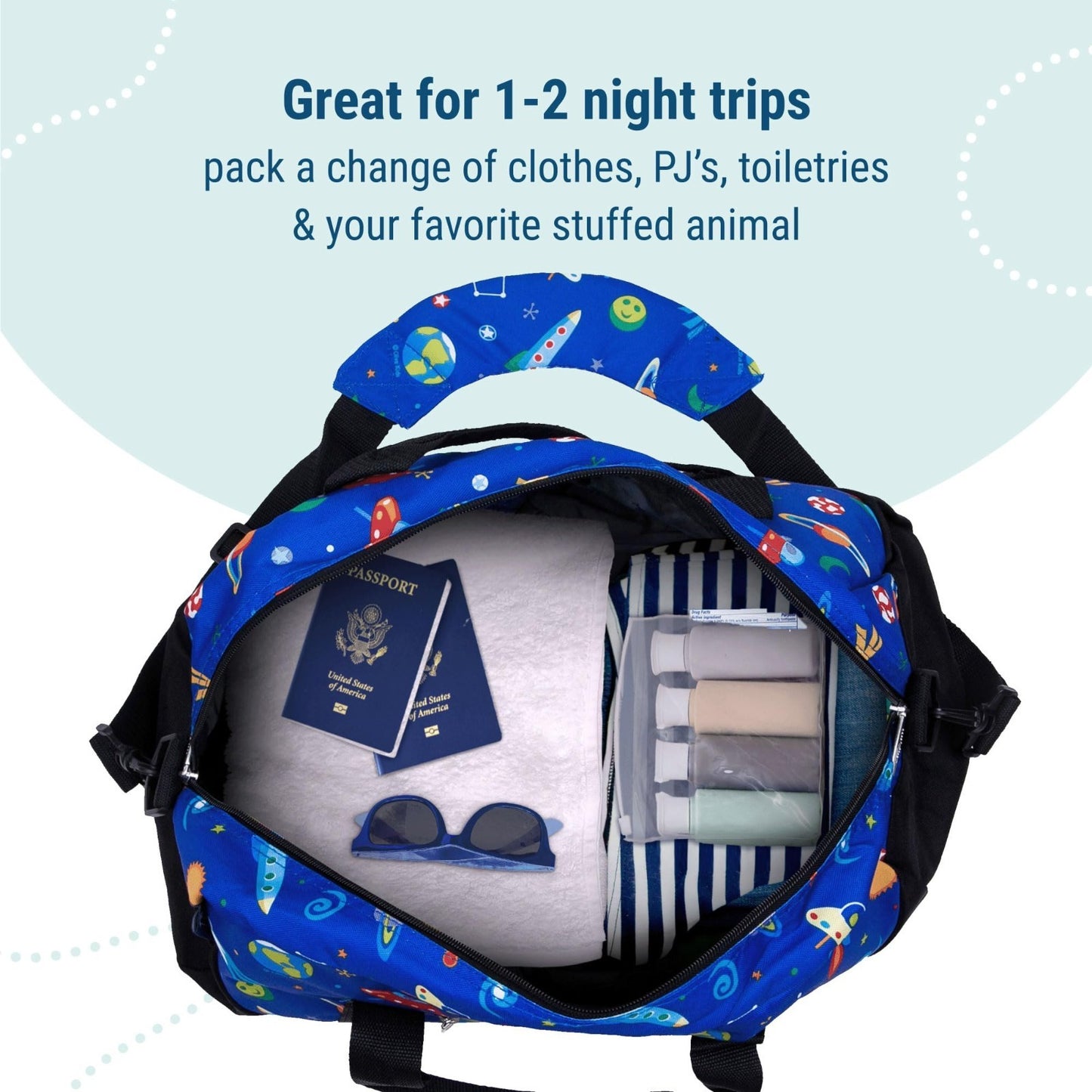 Kids Overnighter Duffel Bag - Lightweight Travel Bag for School & Sleepovers, Du5