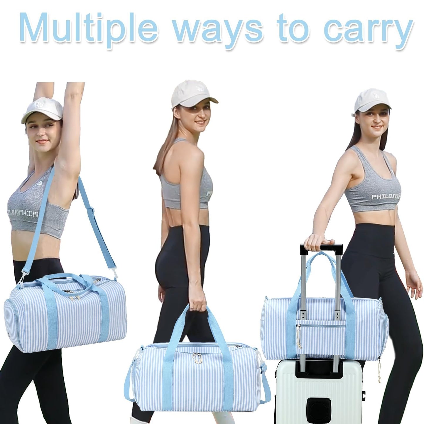 Cute Girls Duffle Bag with Shoes Compartment & Wet Separation - Waterproof Gym &2